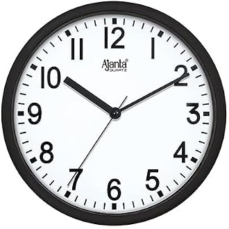 Ajanta Quartz Step Movement Plastic Wall Clock (Black)