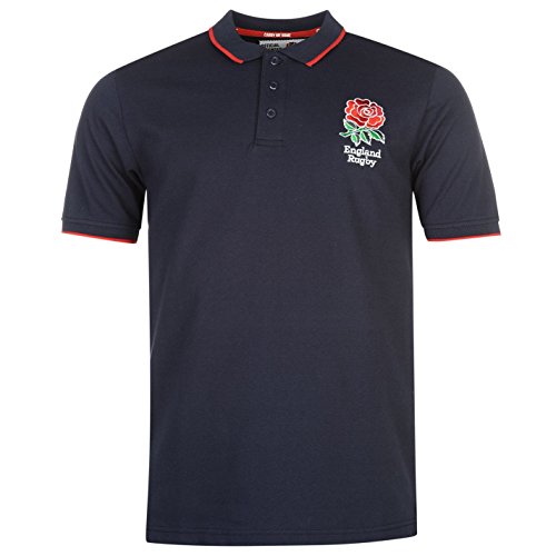 RFU Hombre England Rugby Core Polo Camisa Camiseta Ropa Deporte Running Entrenar Azul Small