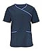 Produktbild Alexandra STC-NM43OH-S Herren Stretch Scrub Top, einfarbig, 67% Polyester/33% Baumwolle, Größe: S, Marineblau/Metro Blau