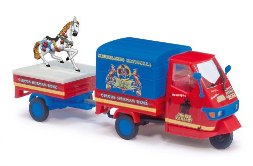 Preisvergleich Produktbild Busch 48475 - Piaggio Ape 50, Circus Renz mit Anhänger