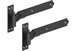 Merriway BH06852 (2 Pcs) Gate Hinges Heavy Duty Hook and Band Cranked Necked Black 350mm (14 Inch) - Pack of 2 Pieces
