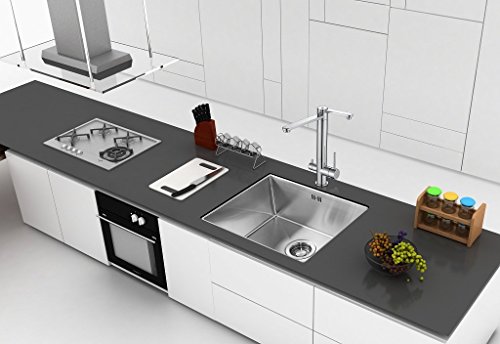 amzdeal Wasserhahn Doppelt Küchenarmatur Wassertischarmatur Küche Chrom - 2