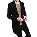 Produktbild Große Größe Wollmantel Herren, DoraMe Männer Formal Einreiher Strickjacke Lange Dünnes Mantel Feste Farbe Revers Outwear Jacke (Schwarz, L)