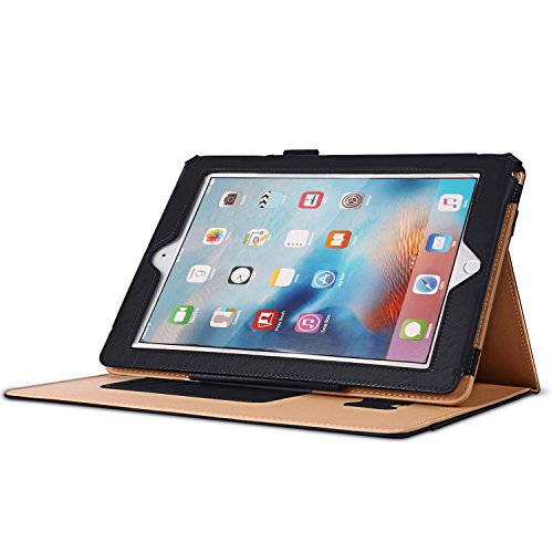 SAVFY iPad Mini 1/2/3 Hülle Auto Sleep Wake up Funktion Business Serie Case Smart Cover mit Klettverschluss Handschlaufe, Kartensteckplätze schwarz - 6