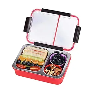 Derisory 2 Compartment Leak Proof Insulated Stainless Steel BPA Free Insulated Lunch/Tiffin Box with Removable Inner Plate for Women and Men Office, Kids to School, Tiffin Boxes, Lunch Box (Multi)