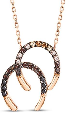 Women's Necklace Horseshoe Luck 925 silver rose gold cubic zirconia 45 cm