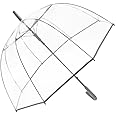ThreeH Clear Bubble Umbrella Curved Handle Sturdy Plastic Transparent Dome 8 Ribs Auto Open Stick Umbrella