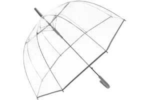 ThreeH Przezroczysty parasol bąbelkowy zakrzywiony uchwyt Solidny przezroczysty plastikowy parasol kopułowy z 8 żebrami automatycznie otwierane