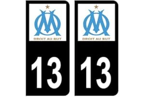 HADEXIA Autocollants Stickers Plaque immatriculation 13 Club Om Olympique de Marseille Foot Noir