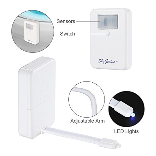 2 x LED Toilette WC Nachtlicht Lampe mit Bewegungssensor, Batteriebetriebenes Toilettenbeleuchtung Toiletten Licht Lamp WandleuchterBeleuchtung für Kinder Badezimmer Potty Training Dekorativen Witz Geschenk(16 Farben, Mit 3 Stück Batterien) - 3