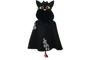 CoolChange Cape de Krokmou de Dragons pour Enfants avec Capuche/Polaire/ Noir/Taille: 120
