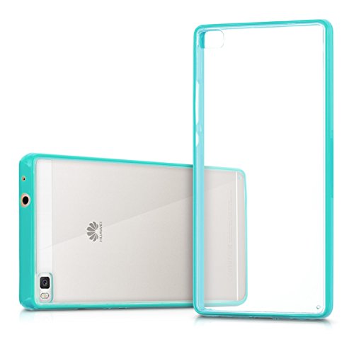 kwmobile Funda chic y sencilla para el Huawei P8 con superficie posterior transparente y marco en azul claro transparente