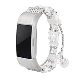 Hunpta@ Mode Sport Perlen Armband mit Metallverbindern für Fitbit Charge 2 (145-160mm) (Silber)