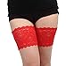 Produktbild Authda Oberschenkel Band Lace Anti-reibungs-bänder Oberschenkel Damen Oberschenkelbänder Strumpfbend mit Silikon (E/62-65CM, Rot)