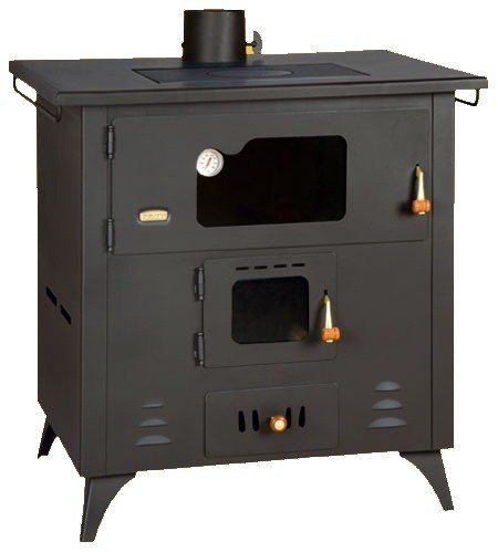 Bois cuisinière Prity, modèle 1p50r chaleur, sortie 14 kW, four, plaque de cuisson, jambes