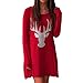 Produktbild Soupliebe Damenmode Kleid Runder Kragen Christmas Elk Long Sleeve Casual Dress Abendkleider Cocktailkleid Partykleider Blusenkleid