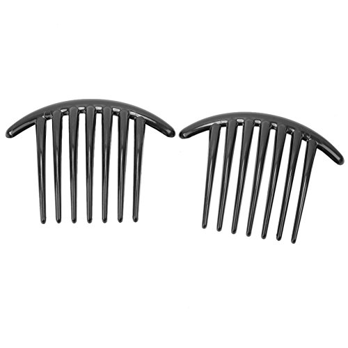 2Pcs Women Girls Black Plastic Side Clip Hair Comb Slide Headwear Accessory