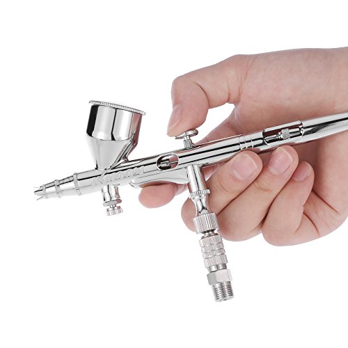 KKmoon Dual Action Airbrush Set, Schwerkraft Zuführung mit Nadeln, Düsen, Schlüssel und Kuppler für Hobby, Farbe Kunsthandwerk, Nagel Dekoration, Körper Tätowierung, Modell 0.2 / 0.3 / 0.5 mm 9cc - 2