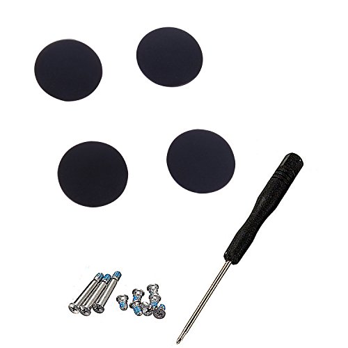 moinkerin 4 x Gummi Fuß Pads Ersatz Fuß Set mit Schrauben + 10 x Schrauben (3 Lange und 7 Kurz) + 1 Stück Kreuzschlitz Schraubendreher Kit für Gehäuse Unterseite Macbook Pro (Für A1278 A1286 A1297)