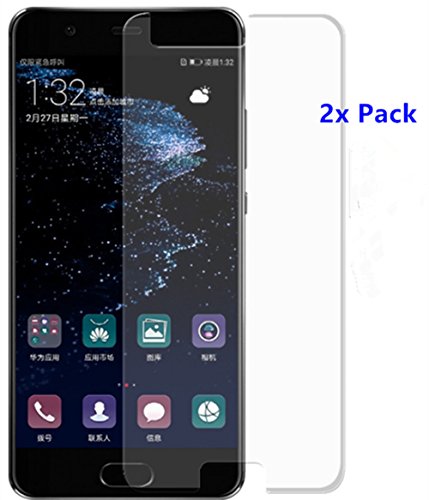 2x Protectores de Pantalla Huawei P10  EJBOTH Vidrio Templado Protectora Cristal Transparente Invisible Protector de la Pantalla - Ultra resistente Dureza 9H Anti-burbuja Alta definici  n