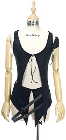 Exclusive Stylish Gothic Punk Middle Ages Retro Warrior Black Vest &amp; Skirt Piece