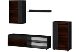 Vicco Wohnwand Berno, TV-Wand, Braun/Anthrazit, 4er Set