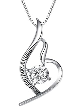 Sterling Silber Mama. ich liebe dich Damen-Kette mit Gravur Anhänger Halsketten Zirkonia 45cm