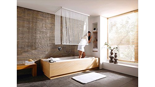 Hochwertiges Eckduschrollo-Wannenrollo-KLEINE WOLKE Eck-Duschrollo -Komplettset -weiß/-transoparent- getreift-NEU - 2