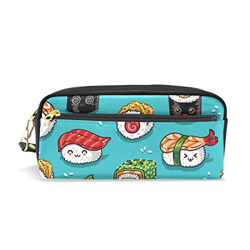 Blue Sushi Pencil Pounch Case Pen Bag Zipper Boy Girl Teen Women College School Writing Supply