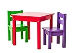 Hoppekids bunte Kindersitzgruppe MADS: Tisch rot, Stühle lila/ grün, 1 Tisch, 2 Stühle