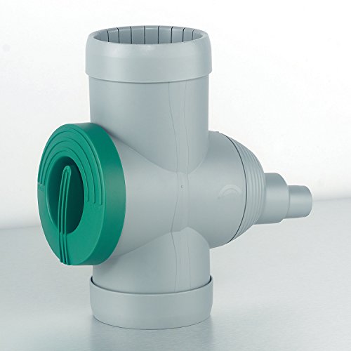 Regensammler Fallrohrfilter Inox mit Edelstahlsieb und Absperrhahn in der Farbe grau für Fallrohre von 68 – 100 mm Durchmesser zum Befüllen von Regentonnen, Regenfässer und kleineren Regenspeicher. - 2