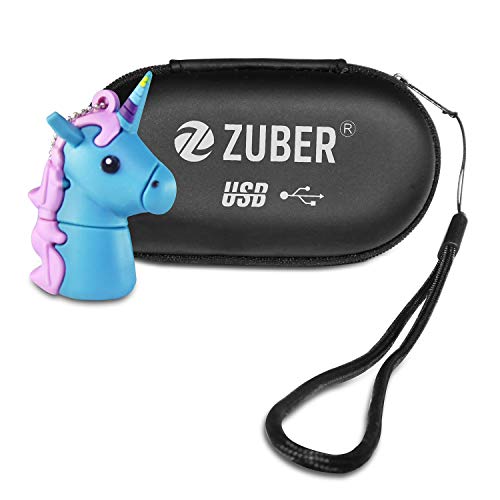 ZUBER® - Memoria USB 2.0, diseño de Unicornio, Color Azul 32 GB
