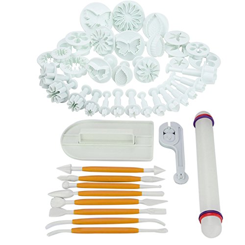 OKPOW 44Stk. Ausstechformen Tortendeko Fondant-Set Modellierwerkzeug