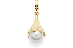 JEWELS BY LEONARDO Leonardo Jewels Clip&Mix Elea Anhänger aus Edelstahl, goldener Ketten-Anhänger mit weißer Imitationsperle, Perlen-Anhänger, Damenschmuck, 022218