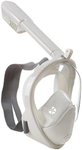 Snorkel Mask Full Face, Diving Masks Easybreath Anti-fog Sports Go Pro Camera Mount Dry Snorkeling Masks UV Protection Kids Scuba Mask (White, S/M)
