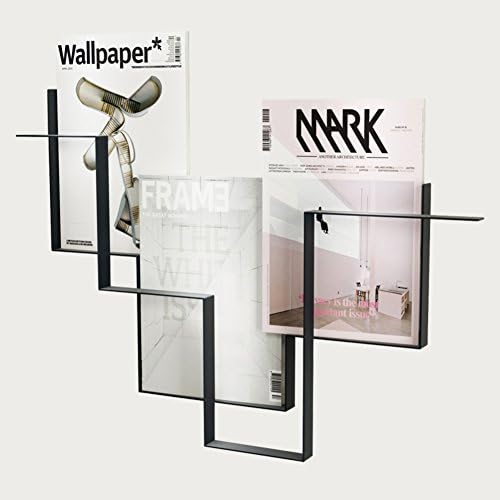 Magazine stand, Magazine holder wall Iron storage rack Hanging newspaper bookshelf Information shelves Simple Mounted For office and home-black 73x6x52cm(29x2x20inch)