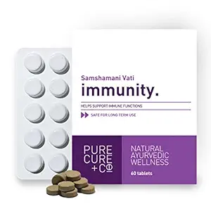 PURECURE+CO Immunity: Natural Ayurvedic 500mg Immunity Booster Giloy Supplement (60 Tablets)