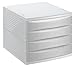 Produktbild Rotho 1108006189 Schubladenbox Bürobox Quadra aus Kunststoff (PS), 4 geschlossene Schübe, A4-Format, hochwertige Qualität, circa 37 x 28 x 25 cm, grau