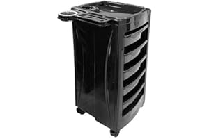 Crisnails® Carros de Mantenimiento con Ruedas Profesional para Peluquería, Barbería, Perfumería, Cosméticos, Salón, Tienda de Tatuaje, Manicura y Pedicura, Color Negro