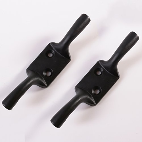 2X Large Strong Metal Cleat Hooks 100mm Black Japanned