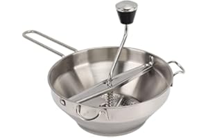 Wakects Stainless Steel Food Mill Jams Masher with 3 Interchangeable Grinding Plates, Non Slip Handle, Rotable Food Mill Sieve Grater for Vegetable Fruit Potato Garlic Mud Press