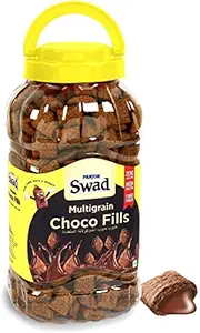Swad Breakfast Cereal, Multigrain Choco Fills (Made with Oats, Corn, Wheat, Rice, Zero Cholesterol Chocolate Chocos Fills) Jar, 370 g