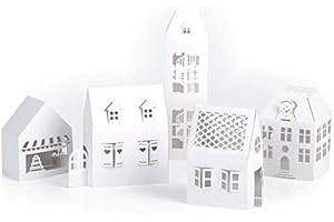 GRAINE CREATIVE 5 dekorative weiße Häuser DIY 19 x 5,5 x 4,5 cm