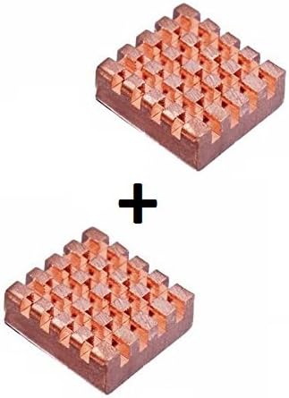 Rydges 2x Copper for Raspberry Pi Heat Sink 3 (Version 2016) for CPU and RAM) with Thermal Conductive Tape – Copper (401 W/MK