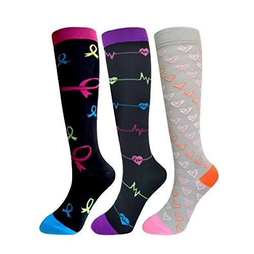 DRESHOW Calcetines de compresión para hombres y mujeres - 2/3 pares - Lo mejor para correr, médico, deportivo, viajes en avión, embarazo - 20-25 mmHg