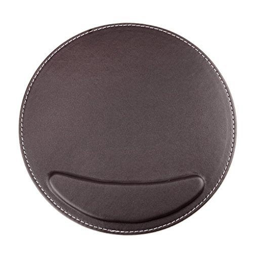 BXT® 3D Ergonomische PU-Leder Mauspad und Schwamm-Handgelenkauflage Komfortauflage Kreisförmig Mousepad Rutschfeste Unterseite Anti-Staub einfach zu reinigen