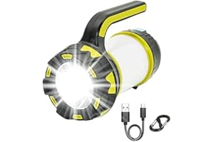 COMBLU Luz de camping recargable, linterna de camping 6 modos de luz, IPX4 impermeable, linterna perfecta para huracanes, emergencias, cortes de energía, cable USB incluido