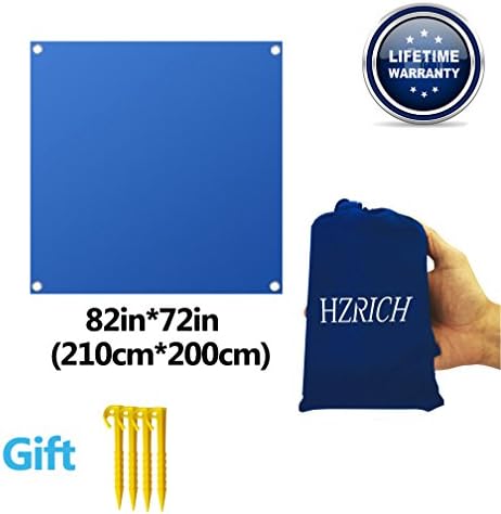 Pocket Blanket, HZRICH 210*200cm Beach Blanket, Beach Mat, Soft, Lightweight Oversized, Durable Lightweight, Sand-proof for Outdoor Travel Hiking Camping Picnic Festivals - Blue