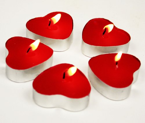 HAAC 5 Teelicht Kerzen in Herzform Herz Größe 4 cm Farbe rot - 4
