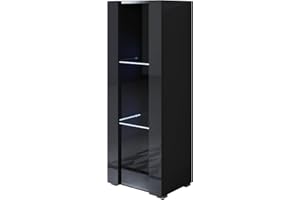 MB Muebles Bonitos | Vetrina Luke V2 | Larghezza 40 x Altezza 128 x Profondità 29 cm | Mobili in Melamina Lucida | Modello con Piedini 2cm | Colore Nero
